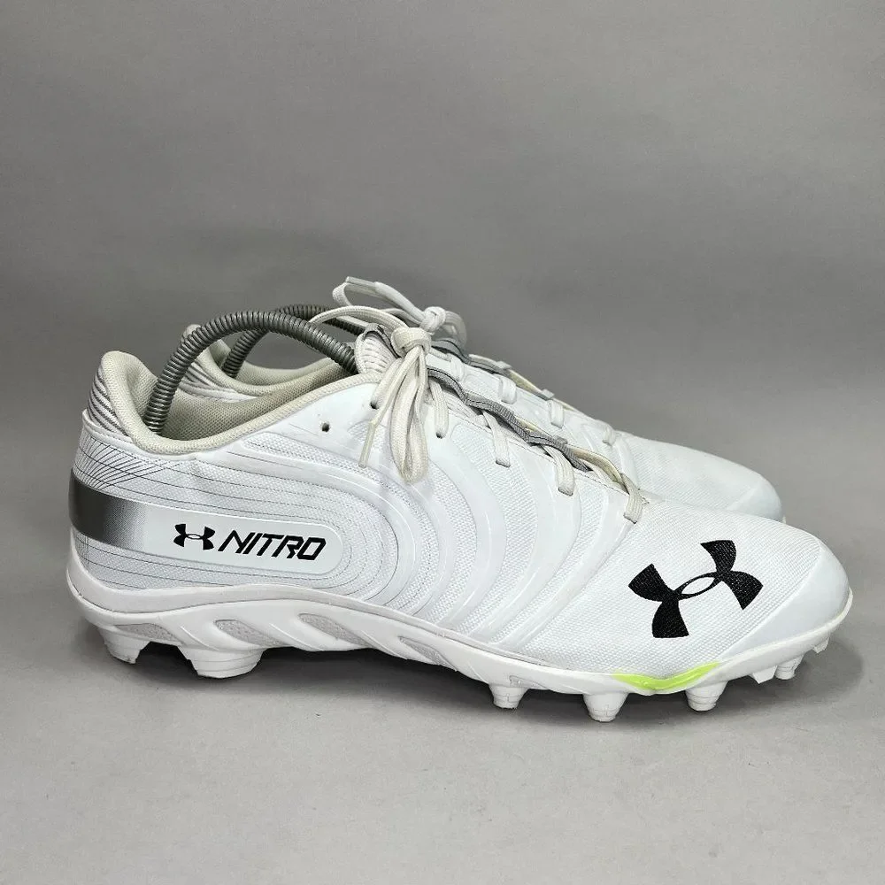 Under Armour Nitro Football Cleats Mens Size 15 White Black Athletic Performance